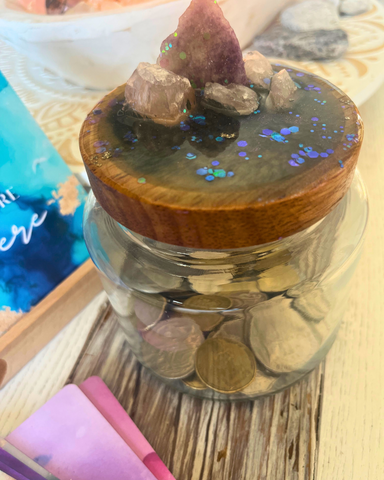 Abundance Jar ~ Lepodolite & Quartz Crystals