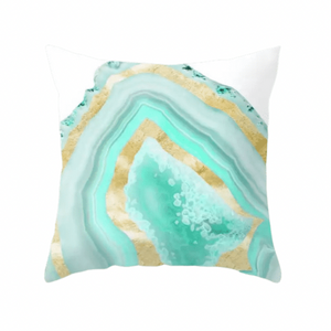 Mint Green Agate Slice Crystal Cushion Cover