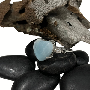 Carribean Larimar Sterling Silver Heart Shaped Womens Ring