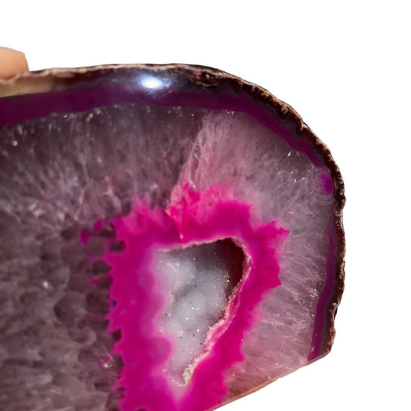 Large Pink Agate Druzy Geode Ornamental Crystal