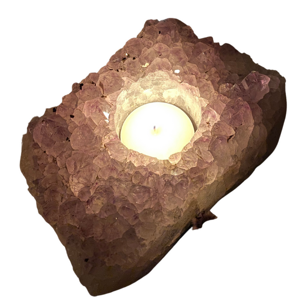 Amethyst Crystal Cluster Tea Light Candle Holders
