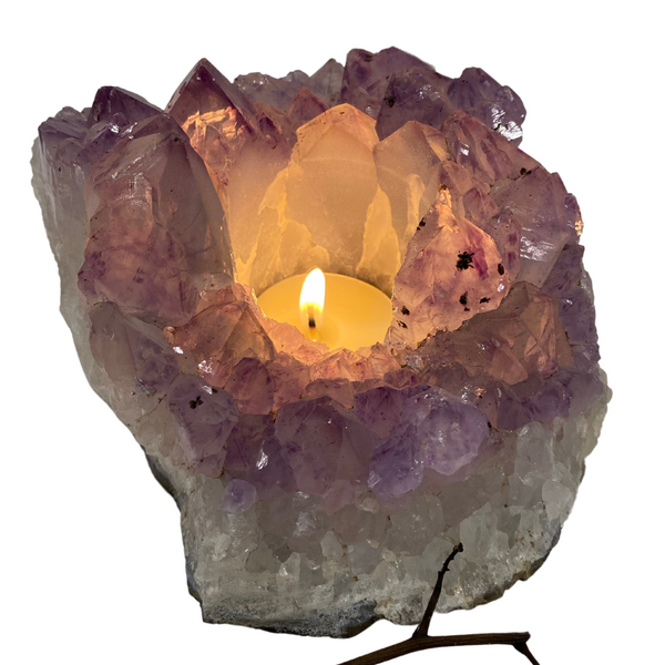 Amethyst Crystal Cluster Tea Light Candle Holders