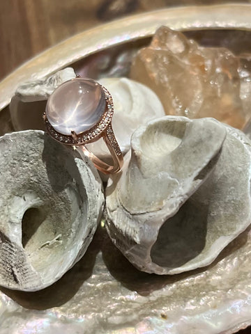 Rose Quartz Sterling Silver Ring 925 - Unconditional love