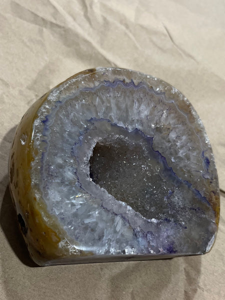 Purple & Tan Agate Druzy Geode Crystal