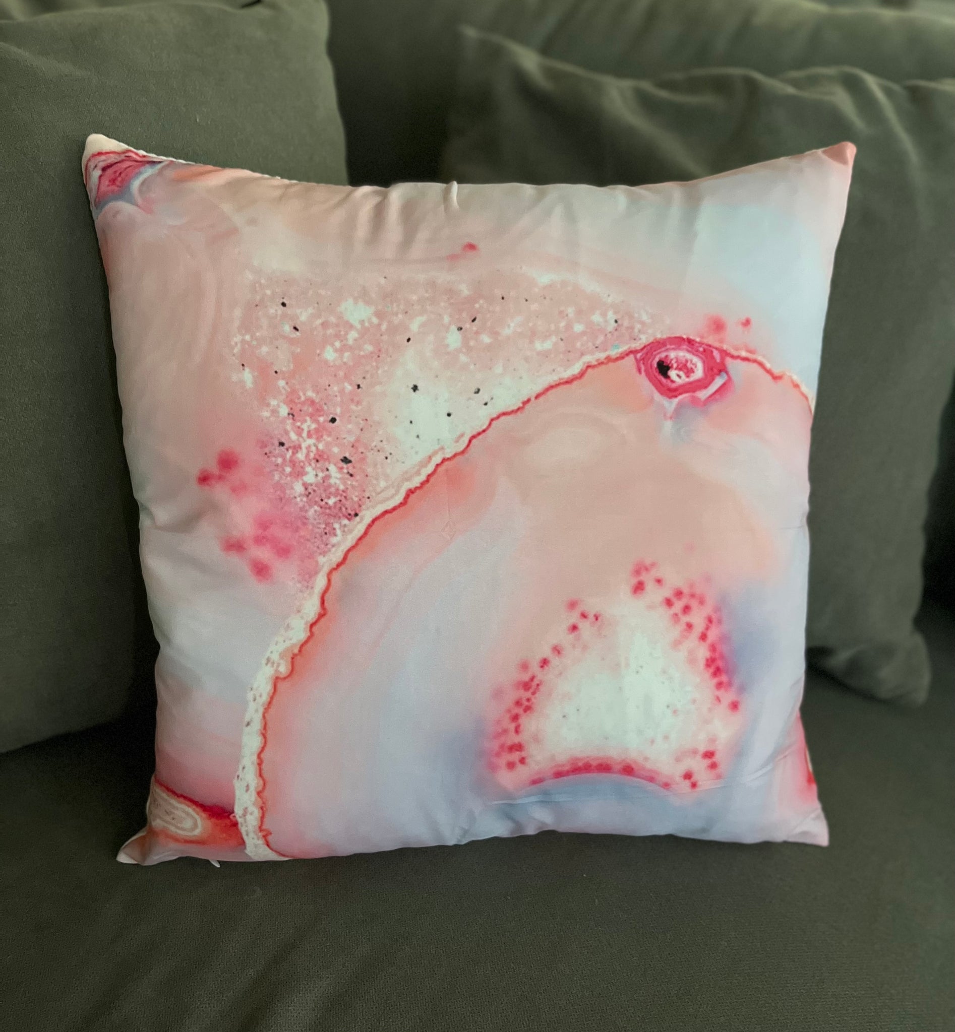 Pink Quartz Crystal Cluster Print Cushion (with or without insert) Cover