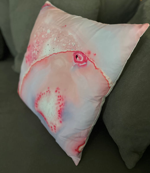 Pink Quartz Crystal Cluster Print Cushion (with or without insert) Cover