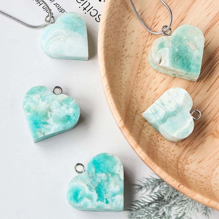 Caribbean Calcite Heart Pendant & Chain